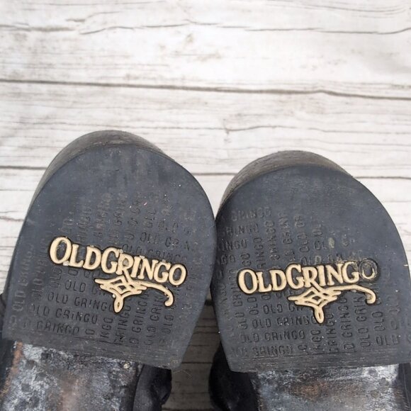 Old Gringo Studded Black Leather Heeled Biker Moto Boots Women Size 7.5 - Picture 13 of 13